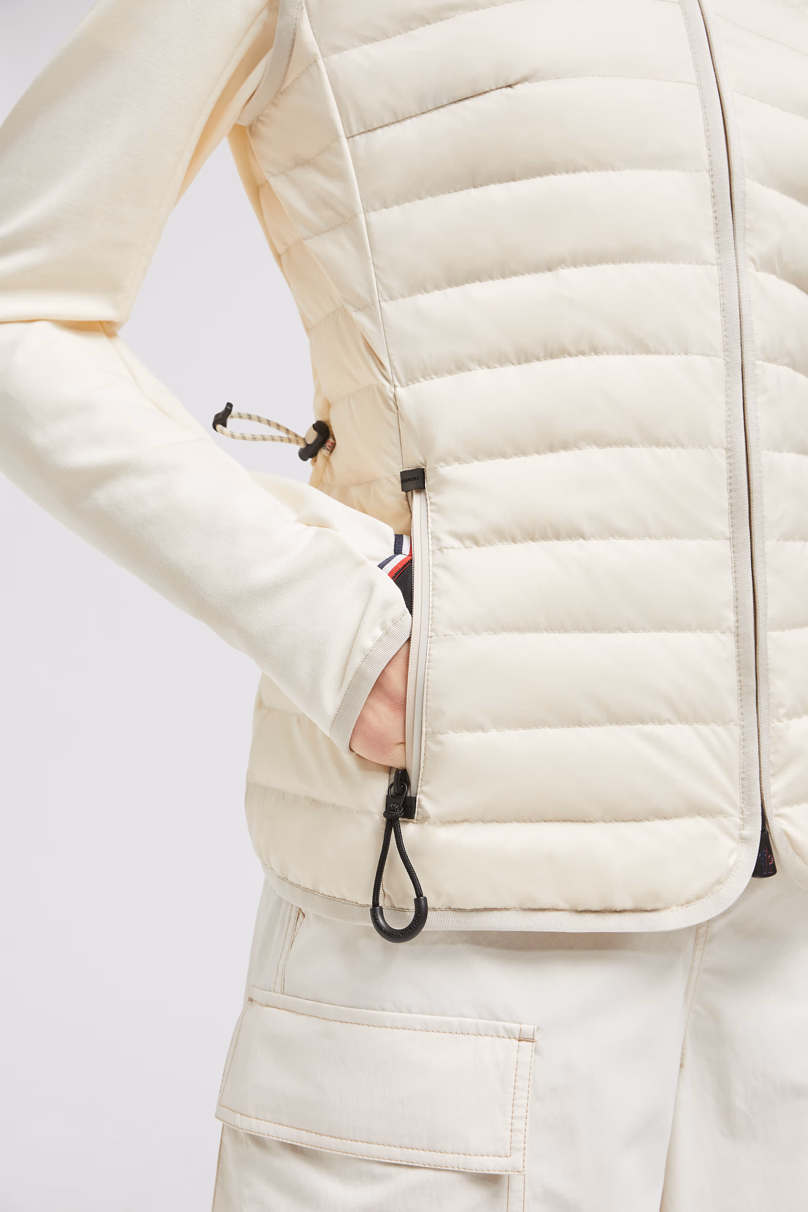 Padded Zip-Up Cotton Hoodie Women White Ivory Moncler 6